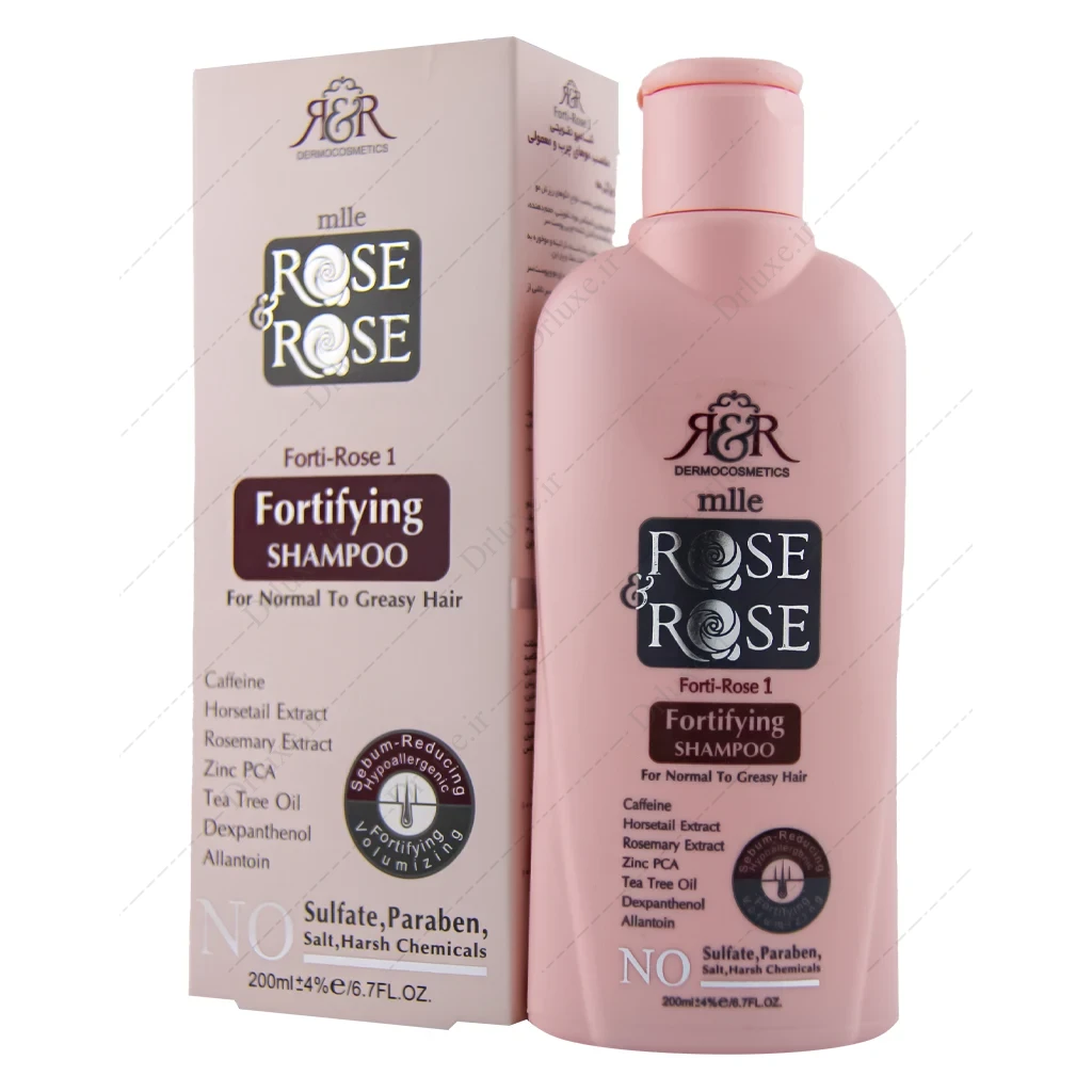شامپو تقویت کننده مو رز اند رز موی معمولی تا چربی مدل Fort-Rose 1